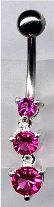 Body Fashion Belly Ring Long Dangle Navel Ring with Cz Diamond Stones 14g Belly Piercing with Surgical Steel Bar (Pink)
