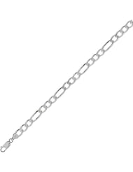 sterling silver rhodium plated 22" 7.0mm polish diamond cut figaro chain with lobster clasp 22 inches long