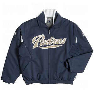 MLB Men's San Diego Padres Long Sleeve Lightweight Full Zip Thermabase Premier Jacket (Pro Navy/Pro Scarlet, Large)