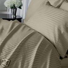 Egyptian Cotton 600 Thread Count 3 - Pc Sateen Stripe Duvet Cover Beige - Full.