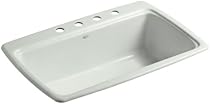 Hot Sale KOHLER K-5863-4-FF Cape Dory 33-inch by 22-inch Top-mount Single Bowl Kitchen Sink, Sea Salt
