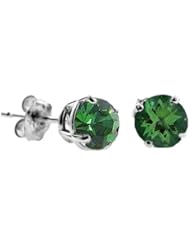 1 CT Emerald Stud Earrings 14k Gold (I1-I2 Clarity)