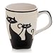 Hues&Brews Cattitude 12-Ounce Mugs, Set of 4, Ivory