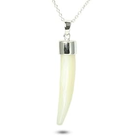 Enamel Italian Horn Shark Tooth Sterling Silver Fashion Necklace