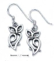 Owl Silhouette French Wire Earrings