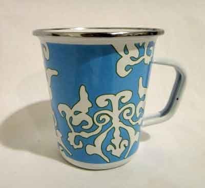 Golden Rabbit Enamelware Blue Damask Latte Mug