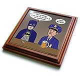 Rich Diesslins Funny General Cartoons - Super Hero Parody with Batman and Chief Ohara at the bar - Trivets