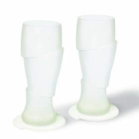 Po Selected Sliced Cold Optical Illusion Beer Glasses and Coaster Set, Clear
