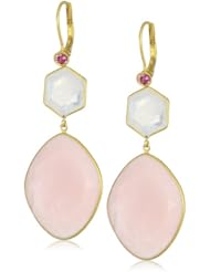 Zaiken Jewelry "Organic Slices Collection" Pink Opal, Rainbow Moonstone and Pink Sapphire Drop Earrings