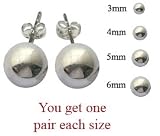 Silver stud earrings set - you get 4 pairs of studs at an amazin price - 3mm, 4mm, 5mm & 6mm - hand polished to a very high jewellery standard - packed in a lovely velvet pouch
