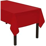 Party Essentials Heavy Duty Plastic Table Cover, 54 x 108", Red