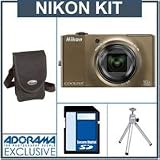 cheap Nikon Coolpix S8000 Digital Camera Kit,- BRONZE - with 4GB SD Memory Card, Camera Case, Table Top Tripod