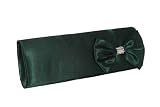 Produkt-Bild: Handtasche Abendtasche Clutch Tasche Satin im dunkelgr&uuml;n mit Schleife und Strass