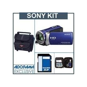 Sony HDR-CX210 HD 8GB Flash Memory Camcorder, Blue - Bundle - with 16GB SD Memory Card, Camcorder Case, Digital Lens Cleaning Kit,Card Reader