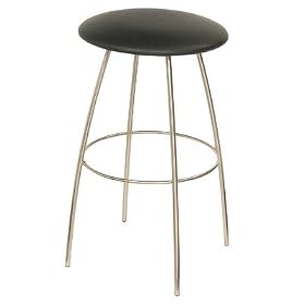 Robert 34 Tall Backless Bar Stool in Brushed Steel Seat Type: Fabric - Bamboo Spring by Trica
