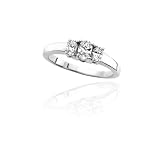 14k White or Yellow Gold Oval Diamond 3-Stone Ring (I-J Color, I1 Clarity)