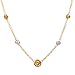 Yellow Sapphire and Diamond Pendant Necklace, 2-Tone 14k Yellow Gold, CTW 0.31