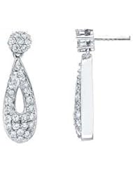 0.84Ct Teardrop Diamond Pave Dangling Hoop Earrings 18k Gold