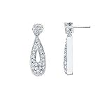 0.84Ct Teardrop Diamond Pave Dangling Hoop Earrings 14K Gold