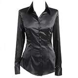 Hawes and Curtis - Ladies Luxury Plain Black Satin Stretch Shirt
