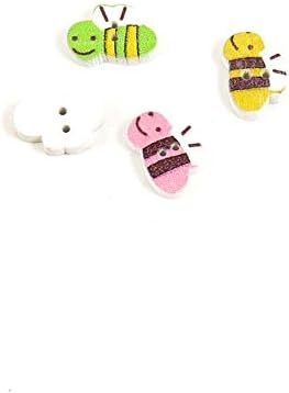 Price per 30 Pieces Sewing Sew On Buttons ALXD7 Colored Bees for clothes in bulk wood Fasteners Knopfe