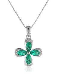 10k White Gold Gemstone and Diamond Cross Pendant Necklace (0.06cttw, I-J Color, I2-I3 Clarity), 18"