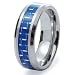Tungsten Carbide Blue Carbon Fiber Inlay Wedding Band Ring 8mm