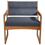Bariatric Sled Base Chair - Medium Oak/Blue Fabric