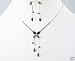 Bridal Wedding Bridesmaid Jewelry Set Necklace Earrings Black Crystal Butterfly
