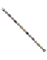 Sterling Silver w/14k Gold 4.30tw Multi Gemstone 7.5in Bracelet