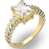 2 Toned One Carat CZ Solitaire Engagement Ring