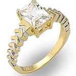 CZ Engagement Rings - 2 Toned One Carat CZ Solitaire Engagement Ring