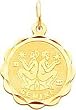 14K Gold Engraveable Gemini Zodiac Disc Charm