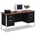 New-Alera SD256020BW - Double Pedestal Steel Credenza, 60w x 20d x 29-1/2h, Walnut/Black - ALESD256020BW