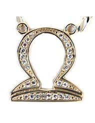 925 Sterling Silver Zodiac Libra Necklace with Cubic Zirconia