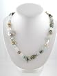 Aquamarine, Jasper, Abalone, Sterling Silver and Gold Vermeil Bead Treasure Necklace, #9559
