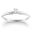 10k Choice of White or Yellow Gold Round Diamond Solitaire Engagement Ring (1/10 ct, J-K Color, I2-I3 Clarity)