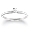 10k Choice of White or Yellow Gold Round Diamond Solitaire Engagement Ring (1/10 ct, J-K Color, I2-I3 Clarity)