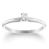 10k Choice of White or Yellow Gold Round Diamond Solitaire Engagement Ring (1/10 ct, J-K Color, I2-I3 Clarity)