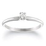 10k Choice of White or Yellow Gold Round Diamond Solitaire Engagement Ring (1/10 ct, J-K Color, I2-I3 Clarity)
