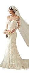 Mermaid Satin/Tulle Long Sleeves Off the Shoulder Lace Wedding Party Dress 