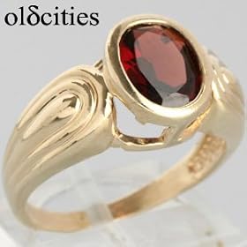 14K Yellow Gold 2 Carat Garnet Ring, Circa 1950 - OldCities Vintage Jewelry by 