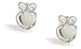 14K White Gold Genuine Heart Opal and Diamond Celtic Claddagh Earrings