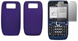 Solid Purple Silicone Gel Skin Cover Case + Screen Protector for Nokia E63