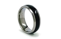 Titanium Ring High Polish with Black Carbon Fiber Inlay 8mm