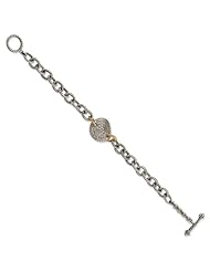 Sterling Silver w/14k Yellow Gold .035ct. Diamond 7.5in Link Bracelet