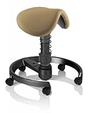 SWOPPER SATTEL 3D-Aktiv-Bürostuhl Hocker Sitzpolster Sattel, Farbe mocca-braun, Fussring mit Rollen nach DIN EN 12529, Feder MEDIUM, Basis Anthrazit, Federfarbe Anthrazit (SWOPS11R)