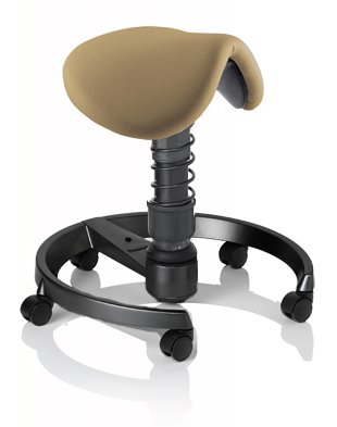 SWOPPER SATTEL 3D-Aktiv-Bürostuhl Hocker Sitzpolster Sattel, Farbe mocca-braun, Fussring mit Rollen nach DIN EN 12529, Feder MEDIUM, Basis Anthrazit, Federfarbe Anthrazit (SWOPS11R)