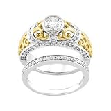 14K Two-Tone Gold Diamond Wedding Set - 1.20 Ct.