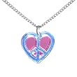 Handcrafted Baby Blue Pink Lucite Peace Sign Heart Necklace